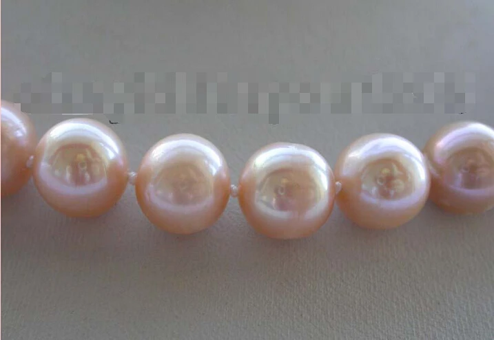 

17.5" Genuine Natural 12mm Pink Round Pearl Necklace 18KGP #f1588!^^^@^Noble style Natural Fine jewe FREE SHIPPING