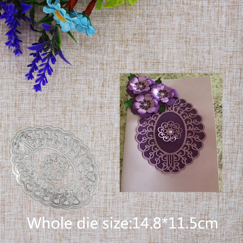 

New Arrival Oval Flower Frame Cutting Dies Stencil DIY Scrapbooking Photo Album Embossing Decorative Paper Card Craft 148x115mm