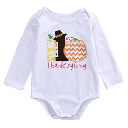 Боди для новорожденных мальчиков и девочек, костюм для первого благодарения, комбинезон, одежда для детей 0-12 лет