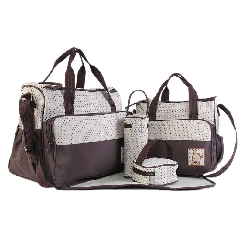 

5 Pcs Set Baby Diaper Bag Large Capacity Baby Bags For Mom Waterproof Multifunction Maternity Kit Insert For The Trolley Handbag