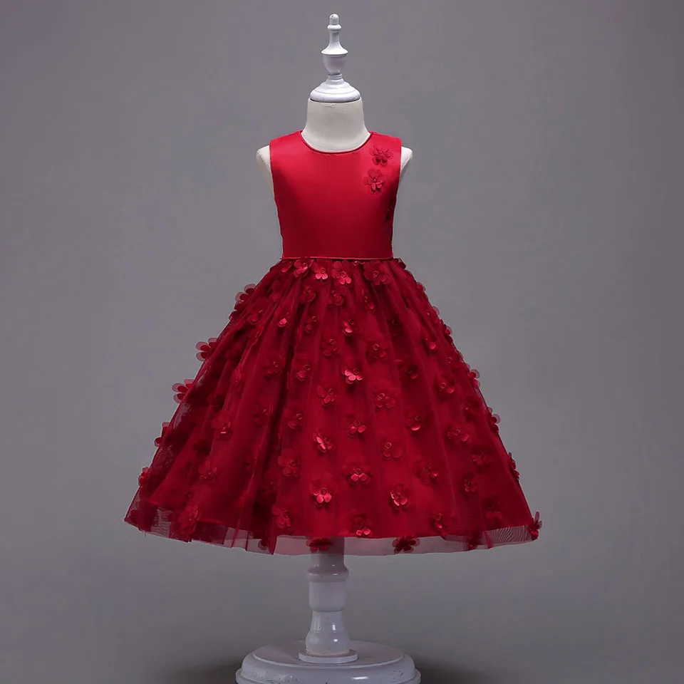 

Girl Summer Dress Casual Fashion Sleeve Tulle Bow 2018 Summer Princess Wedding Evening Dress Child Girl Clothes 3-8 Years