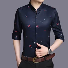 Высококачественная Мужская рубашка с длинным рукавом Camisa Social Slim Fit Flower рубашка Мужская модная деловая повседневная мужская рубашка Blusas