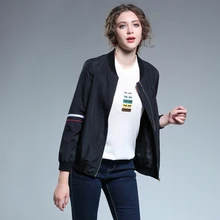 Women Basic Jacket Coats plus size2017Autumn Winter Casual Jacket Zipper Loose letter print black Outerwear Streetwear jaqueta