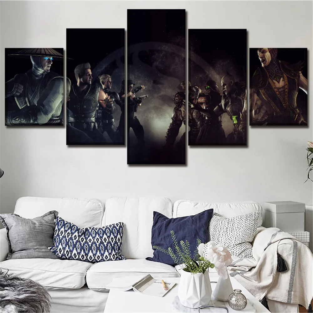 

Home Decor Modular Frame Pictures Canvas Painting 5 Piece Movie Mortal Kombat Characters PC Poster Wall Living Room Modern Type