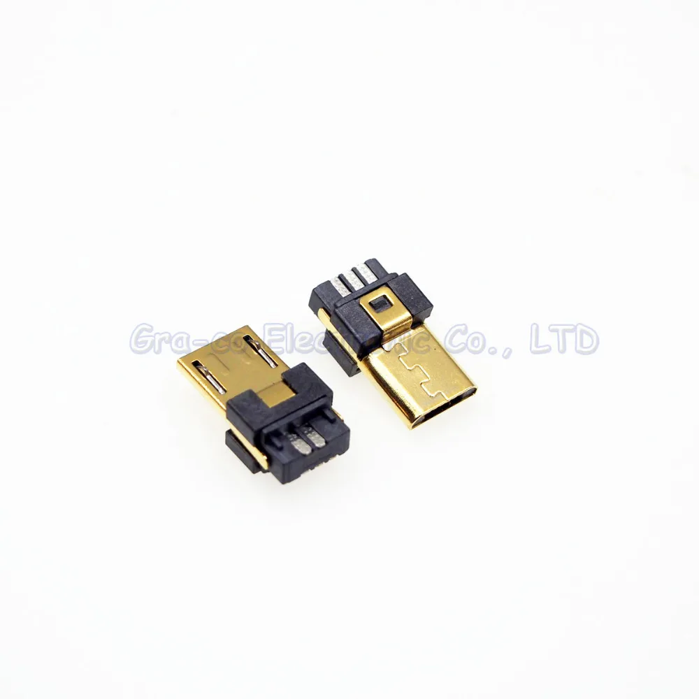 5 шт. 24K позолоченный USB-MICRO Micro 5P usb штекер 4/5 0 толстые терминалы | Электроника