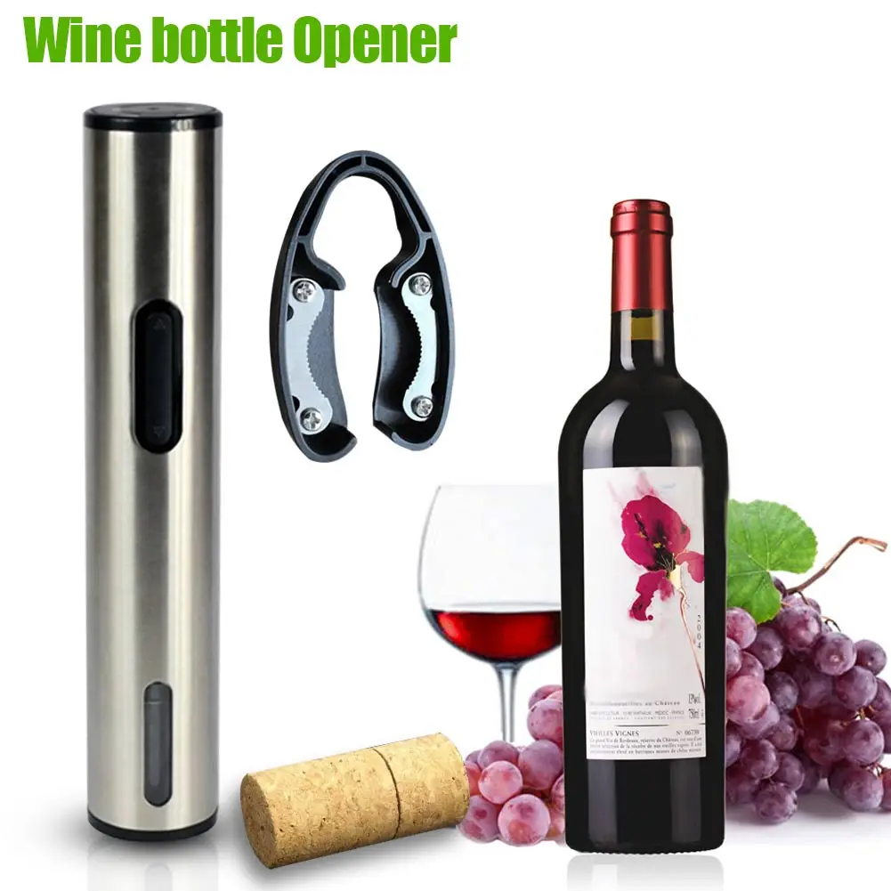 Electric Wine Bottle Opener With Foil Cutter Stainless Steel Cordless