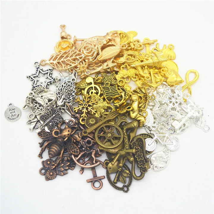 10   100g Alloy Gold Silver DIY Pendants For Necklace Earring Handmade Jewelry Marking Multiple Mixes Diy Jewelry Accessories Pendant