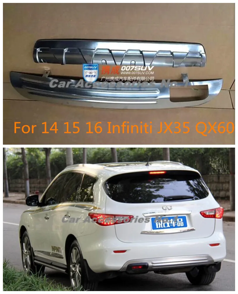 

Stainless steel Car Front + Rear Bumper Protector Guard Skid Plate Fit For Infiniti JX35 QX60 2014 2015 2016 2017 BY EMS