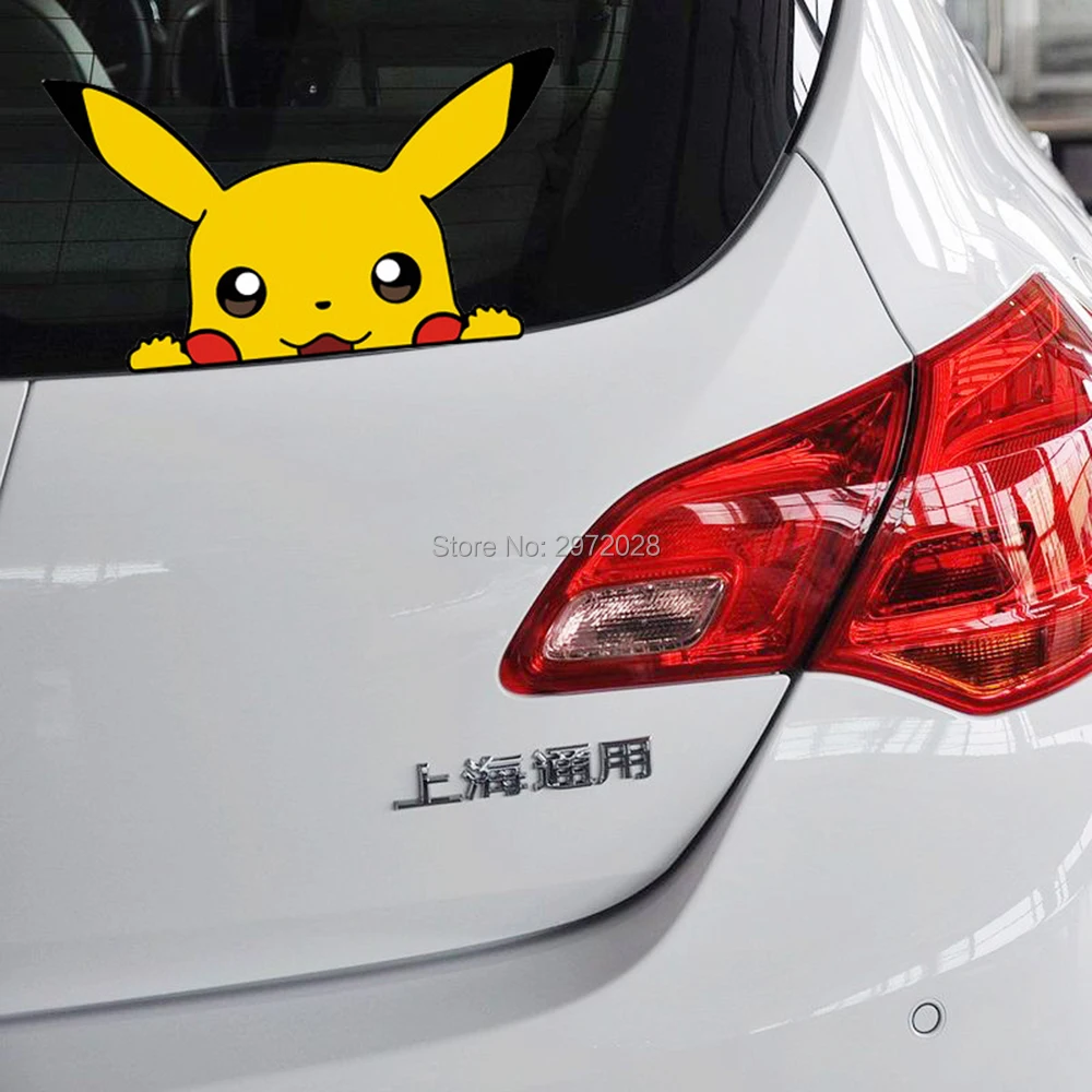 

New Design Cartoon Pikachu Peeping Creative Auto Decal Cartoon Car Bumper Body Decal Creative Pattern Vinyl