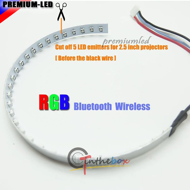 بلوتوث اللاسلكية التحكم عن بعد 15-SMD RGB LED شيطان العين خاتم على شكل هالة كيت ل العلوي أجهزة العرض أو 2.5 \ بلوتوث اللاسلكية التحكم عن بعد 15-SMD RGB LED شيطان العين خاتم على شكل هالة كيت ل العلوي أجهزة العرض أو 2.5 \