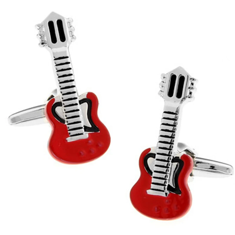 

Luxury Men Red Guitar Cufflinks High Quality Lawyer Groom Wedding Cufflinks For Mens Shirt Cuff Links French Jewelry