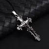 Collier avec pendentif croisé jésus pour hommes, bijoux tendance HC offre spéciale, pistolet en laiton argenté, collier noir, livraison directe F ► Photo 1/6