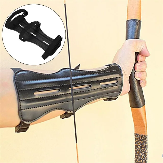 US $3.24 Cowhide Archery Equipment Arm Guard Protection Forearm Safe Adjustable Bow Arrow Hunting Shooting T