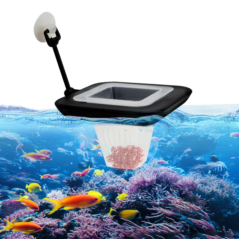 

Aquarium 2 in 1 Fish Feeder Multi-Function Red Worms Feeder Fish Floating Feeder Worm Feeder Measuring Cup Set