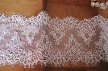 

ivory alencon lace trim with scalloped edges, wedding table runner 3yards