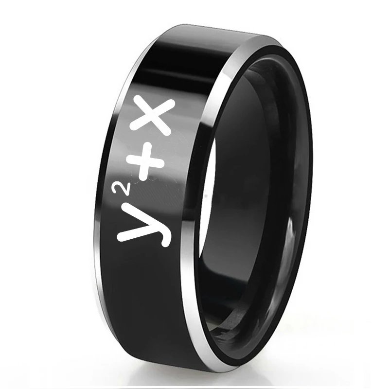 8MM Black Men's Tungsten Wedding Rings Custom Engrave Mathematical formula Finger Jewelry for Maths Lovers Special Gift