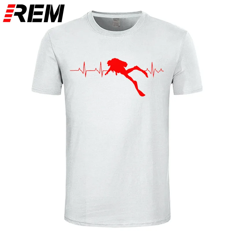 REM подводное погружение сердце Beat лучший подарок для дайвера футболки Летние Короткие рукава мягкие мужские футболки Чистый хлопок футболки