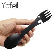Fourchette de Camping cuillère couverts multifonctions acier inoxydable 2 en 1 fourchette cuisine en plein air équipement de Camping cuisine randonnée