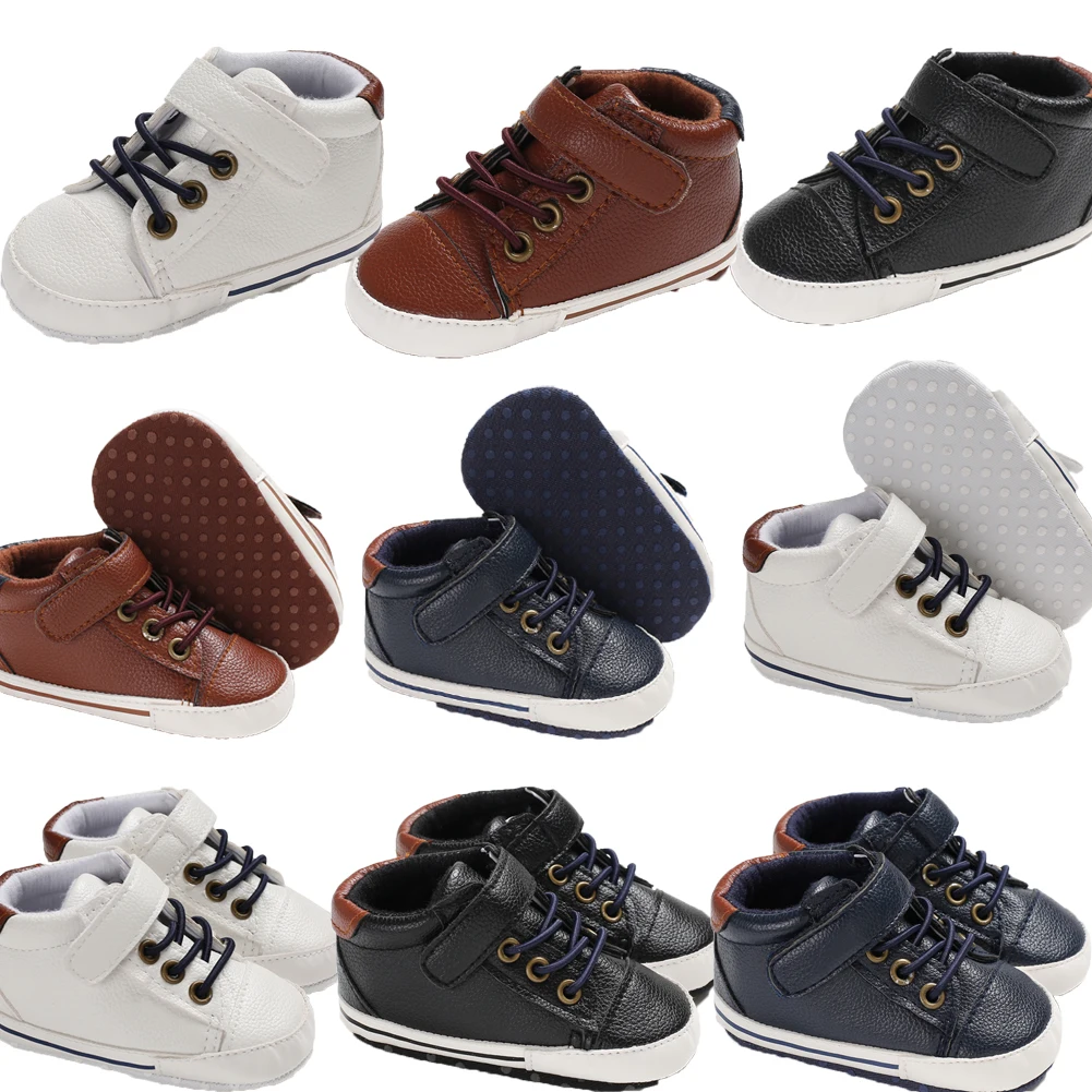 

Newest Fashion Newborn Infant Baby Kids Shoes Cute Boys Toddler Leather Solid Causal Soft Sole Crib Shoes Prewalker 0-18M