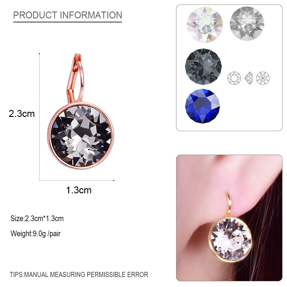 MALANDA серебряный цвет Bella серьги гвоздики для женщин белый кристалл от Swarovski модные