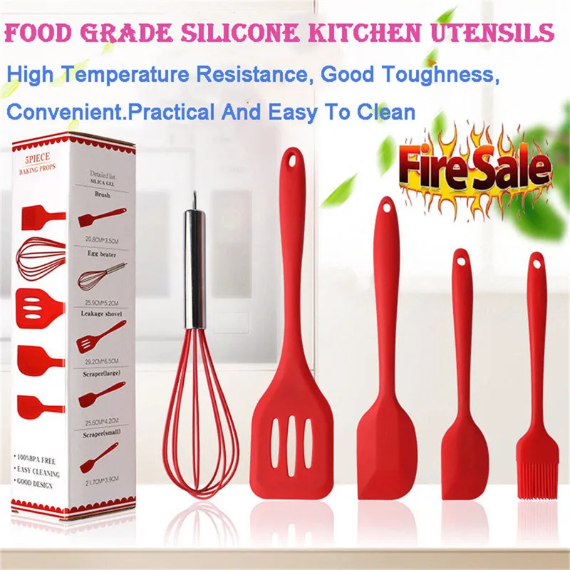 

New Chef 5Pcs/Set Silicone Scrapers Craft Kitchen Tools Practical Cost-effective Utensil Set Cooking Utensil Kitchen Accesories