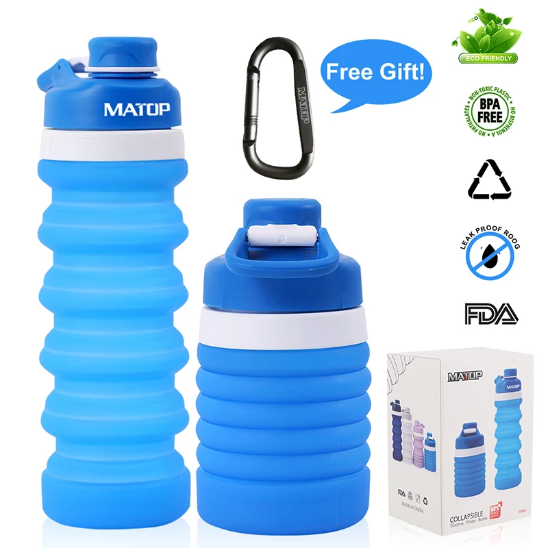 550ML BPA Free Foldable Sports Bottles FDA Retractable Water Bottle