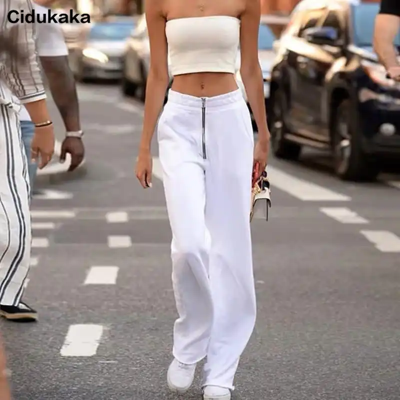 white flare sweatpants