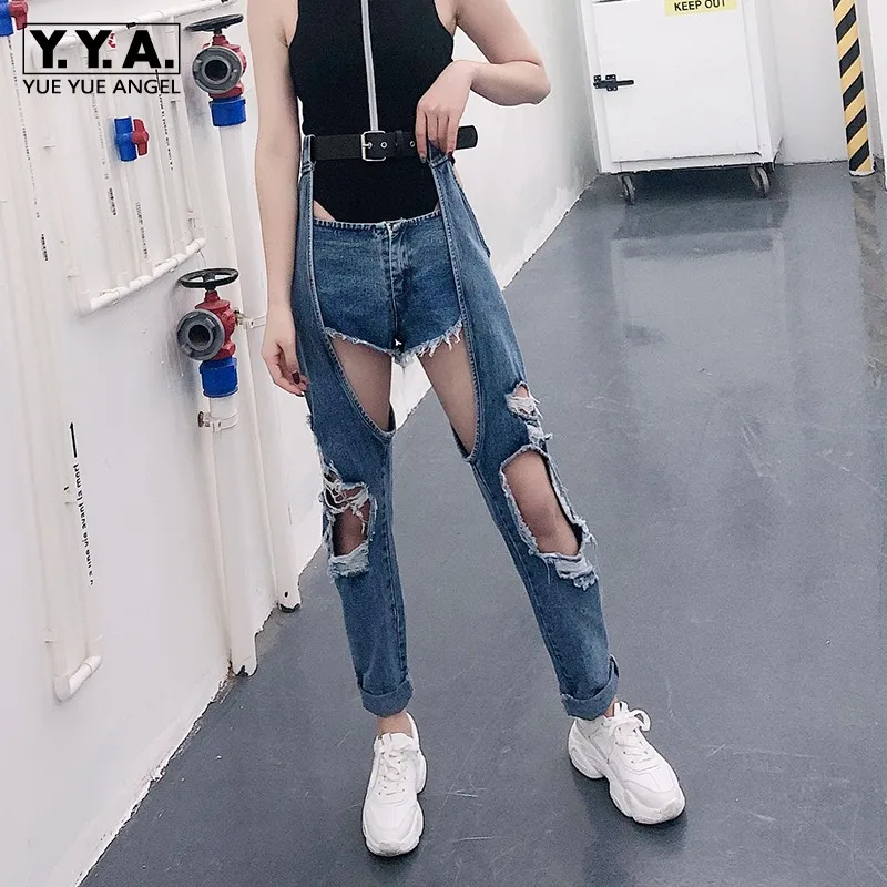 open knee jeans