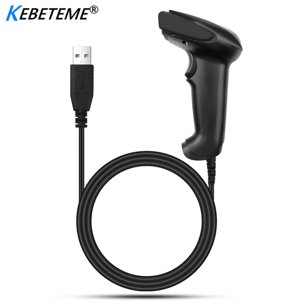 

Kebeteme Barcode Scanner Portable Laser F5 High Sensitive Barcode Handheld Scanner USB Wired 1D Bar Code Scan for POS System