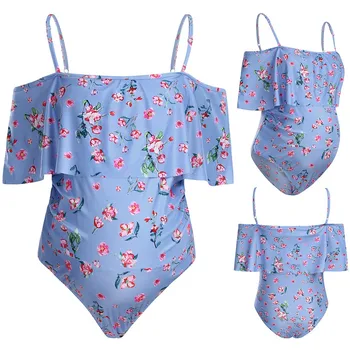 

Pregnancy Swimsuit Maternity Off Shoulder Floral Print Swimsuit Pregnancy One Piece Swimwear Maillot De Bain Grossesse Plus Size