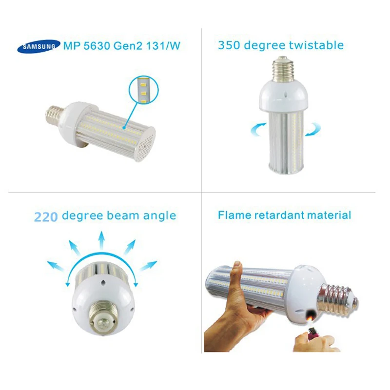 12 шт./лот 25 Вт E27/E26/E40/E39 светодиодный уличный свет 220 градусов Высокий люмен IP64 уличного фонаря samsung SMD 5730 алюминиевые радиаторы для отвода тепла