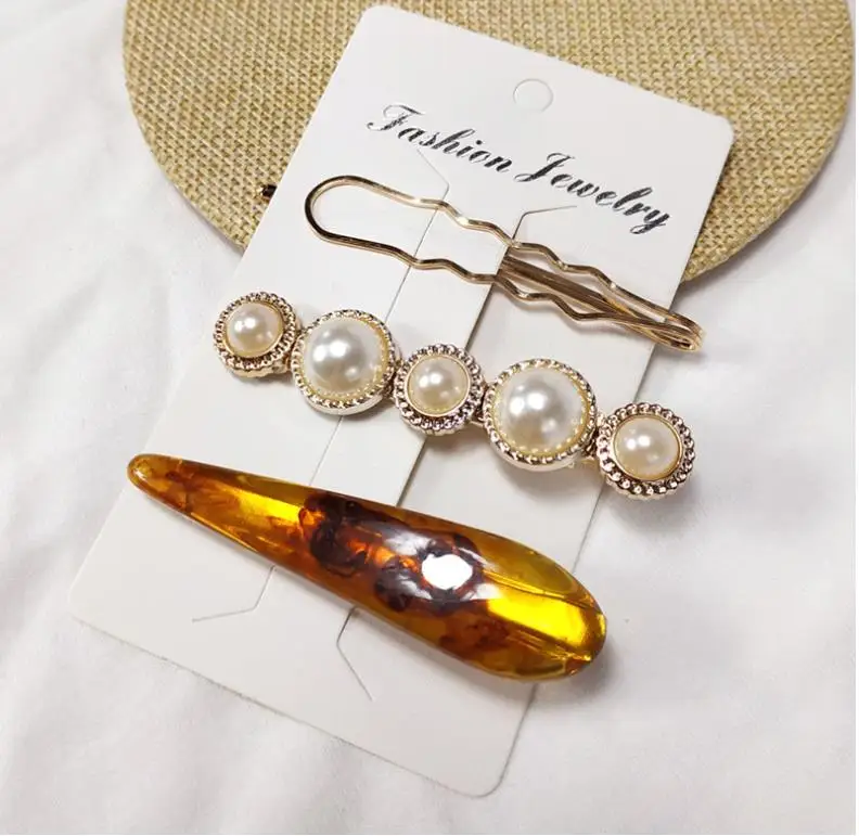 New fashion marbled pearl hairpin romantic temperament bangs clip hairpin hair accessories Headwear