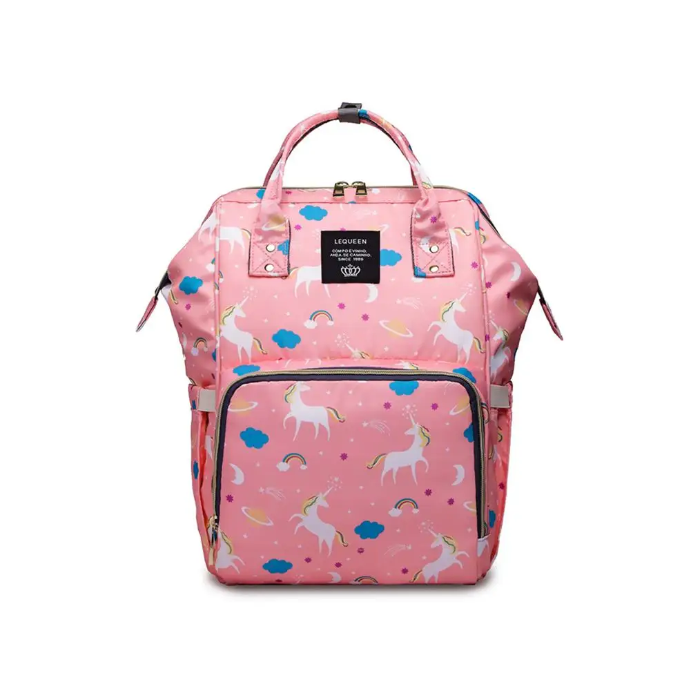 

Fashion Mommy Outlet Backpack Unicorn Pattern Print Solid Color Waterproof Baby Bag Large Capacity Zipper Backpack