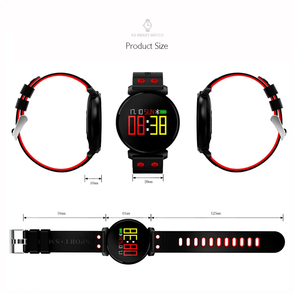 VERYFiTEK K2 Heart Rate Monitor Fitness Bracelet Watch Blood Pressure Oxygen IP68 Waterproof Smart Wristband for IOS Android