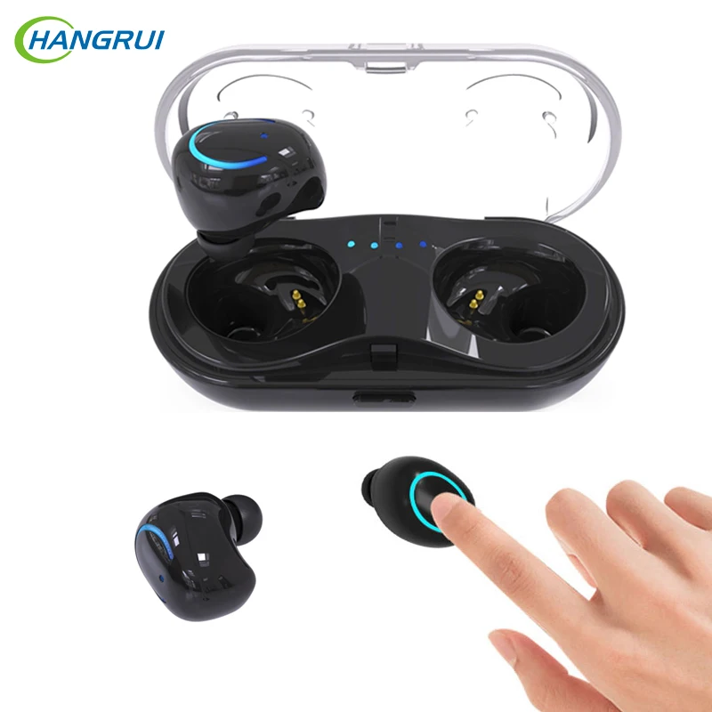 

Hangrui Dual TWS Q18 Mini Wireless Bluetooth Earphone HiFi Stereo Earbuds With Charging Box For iPhone 7/8 Xiaomi Smartphone
