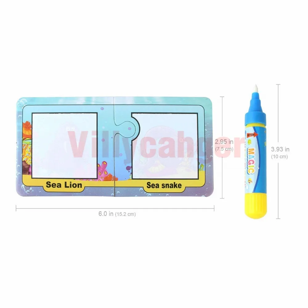 16 шт./компл. морская тема водные карты для рисования с 1 стило перьевое граффити открытки многоразовые живопись игрушки развивающие игрушки для детей