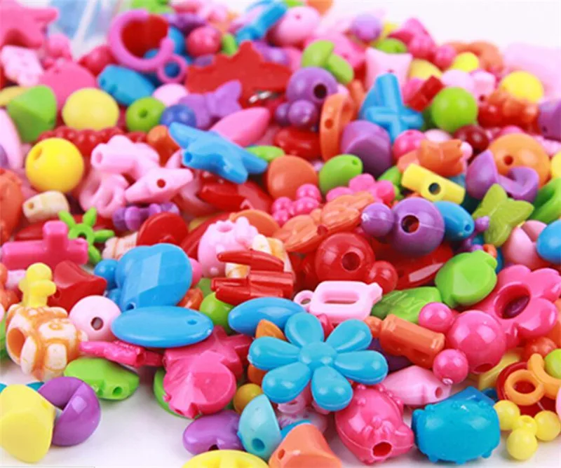 Смешанные 300 шт DIY россыпью акриловые бусины(без коробки) Аксессуары для ожерелья и браслетов для девочек развивающие игрушки бисер для детей наборы - Цвет: B