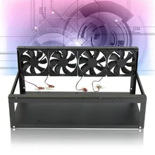 6 Graphics Card GPU Mining Rig Aluminum Case with 4 12cm Fans Open Air Frame for ETH ZEC for Bitcoin Mining Case Kit