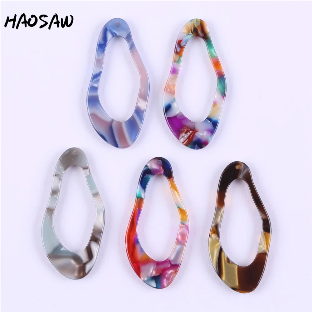 

HAOSAW 19*41MM 6Pcs/Lot Jewelry Accessories/Acetic Acid Beads/Irregular Shape/DIY Jewelry Making/Hand Made/Earring Findings