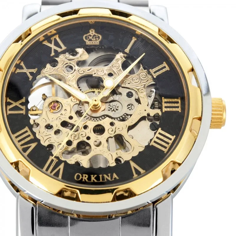 China Brand MG.ORKINA Watches Men Male Stainless Steel Skeleton Watch