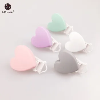 

Let's make 5pc Heart Shape Pacifier chain clip, pacifier clip, silicone clip selectable Silicone Teething Beads Suspender Clip