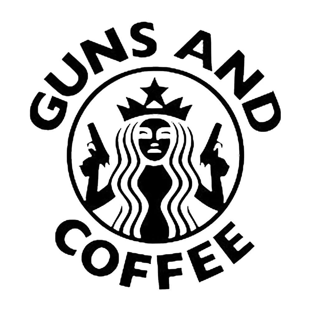 Guns and Coffee Car Window Decal Bumper Sticker Funny Parody Rear Window Car Sticker