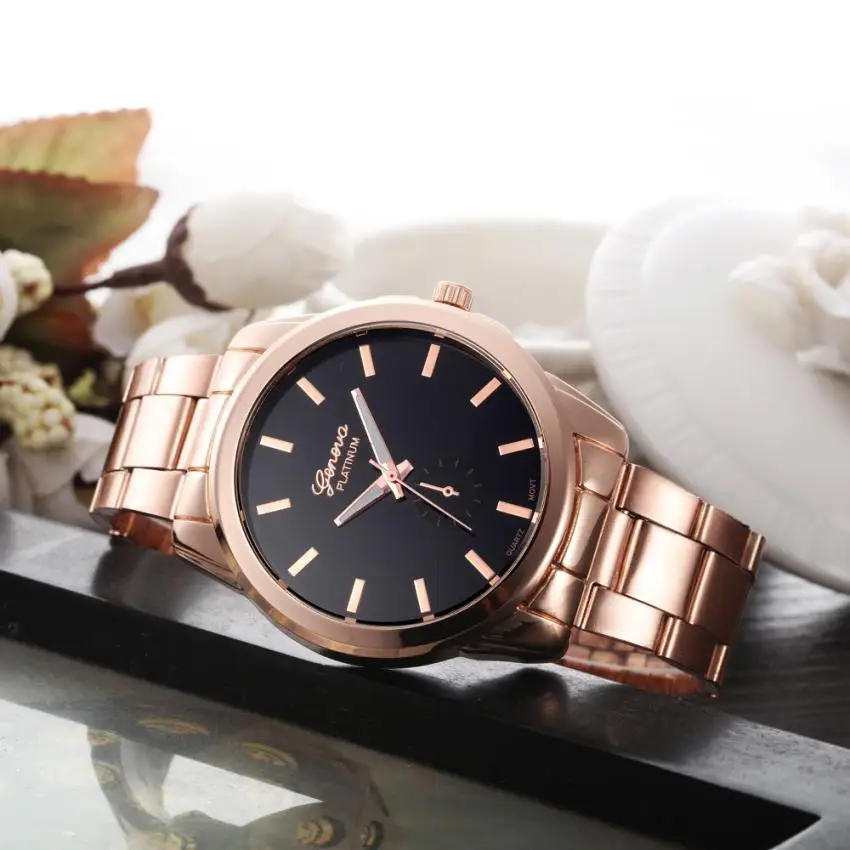 

Women's Fashion Alloy Stainless Steel Strap Dial Watch Analog Quartz Movement Geneva Women's Round Watch #W