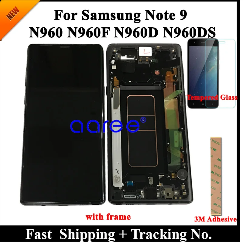 Протестированный супер AMOLED для samsung Note 9 lcd для samsung Note 9 N960 N960D N960DS экран сенсорный дигитайзер в сборе с рамкой