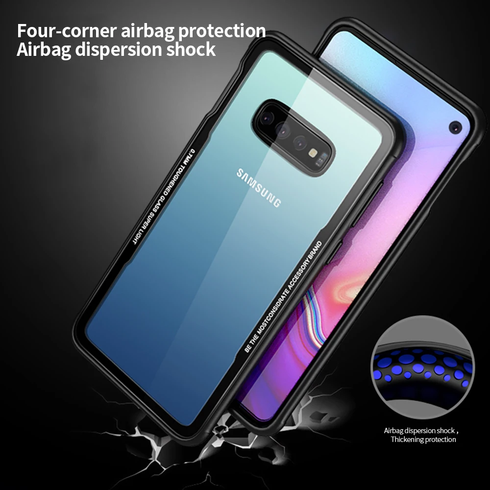 Amzboon S10 PLUS, закаленное стекло, защитный чехол для телефона, для samsung Galaxy S10, Роскошный Тонкий силиконовый чехол из ТПУ, жесткое полное заднее покрытие