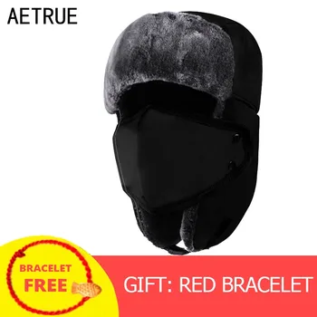 AETRUE Winter Women Bomber Hats Men Fur Warm Thickened Ear Flaps Winter Hats For Women Fashion Bomber Hat Earflap Caps New 2018