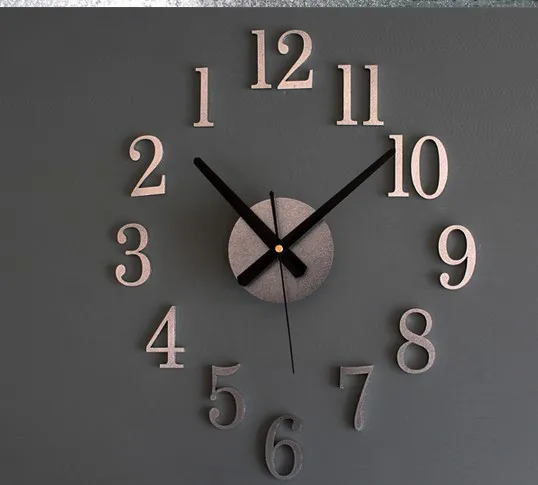 

Wholesale-Wood Texture Vintage Wall Clock 3D Tridimensional DIY Watch Wall Novelty Reverse Wall Sticker Back In Time