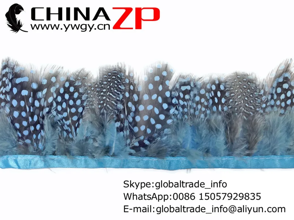 Guinea Feathers, 1 Yard - BABY BLUE Guinea Hen Plumage Feather Trim   3231
