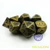 Bescon Ancient Brass Solid Metal Polyhedral D&D Dice Set of 7 Antique Copper Metal RPG Role Playing Game Dice 7pcs Set 5
