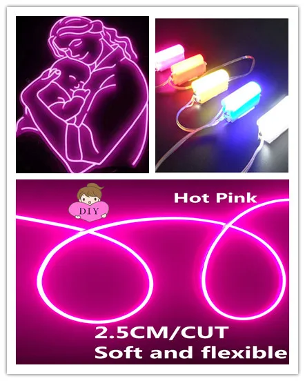 Силиконовый светодиодный знак открытый светодиодные неоновые светильник водонепроницаемый гибкий светодиодный лед цвет небесно-синий розового и фиолетового цветов светильник светодиодный полосы 12V 50 см - Испускаемый цвет: hot pink